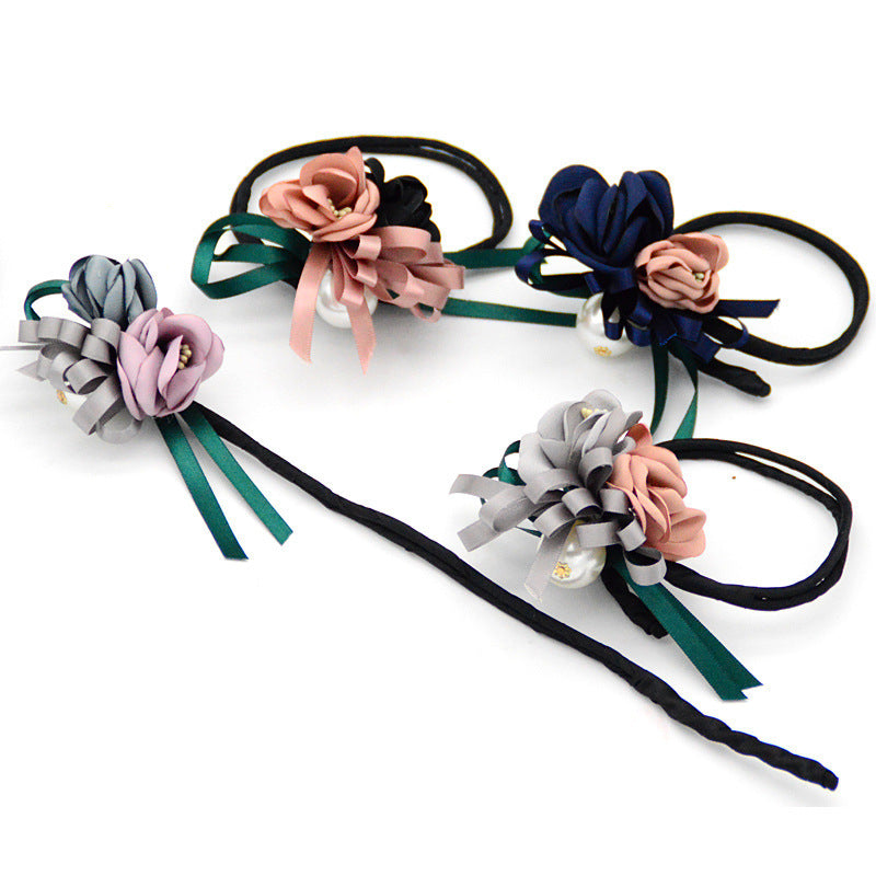 Bun Hair Half Bun Pearl Flower Hair Plate Hair Elastic Korean Styling Headdress Hair Accessories Bun Hair Half Bun Pearl Flower Hair Plate Hair Elastic Korean Styling Headdress Hair Accessories